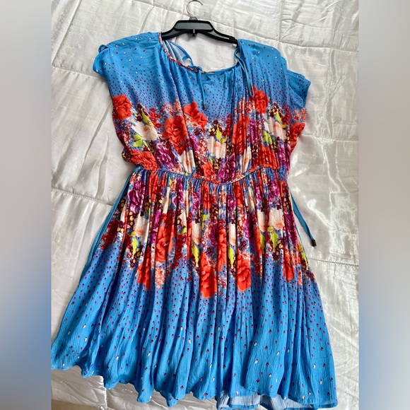 🌺Free People Botanical Borders Mini Dress – Blue Floral, Size XS - Picture 2 of 9